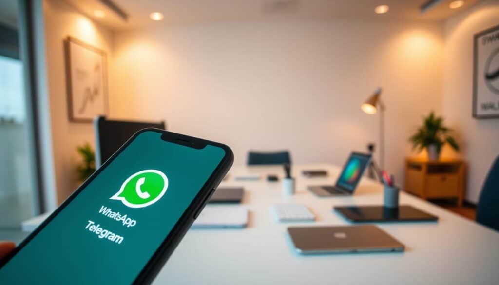 integração de dispositivos para WhatsApp Web e Telegram